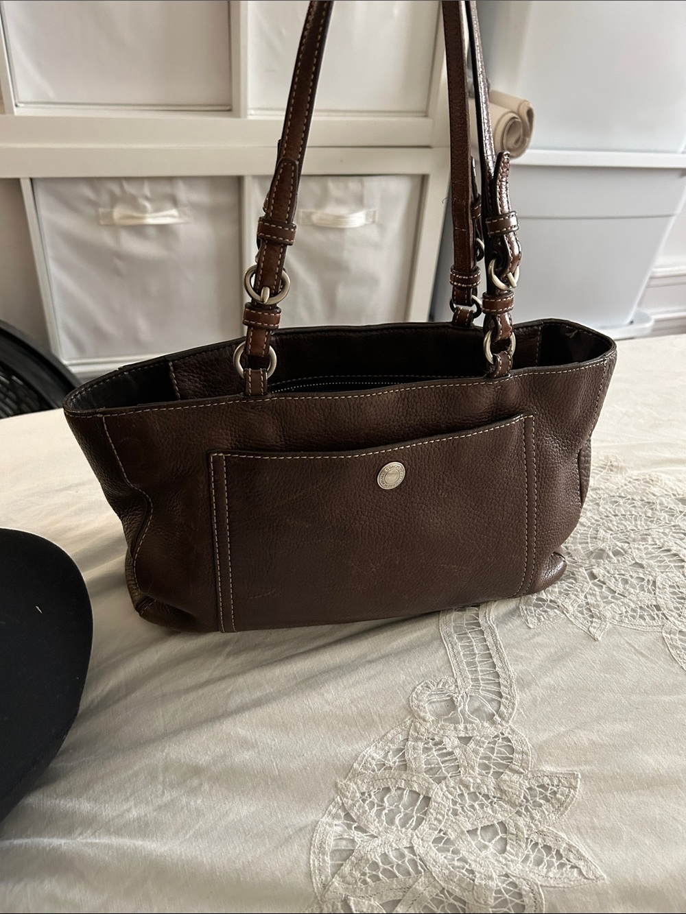 Vintage Coach F10892 Brown Leather Tote Shoulder Bag